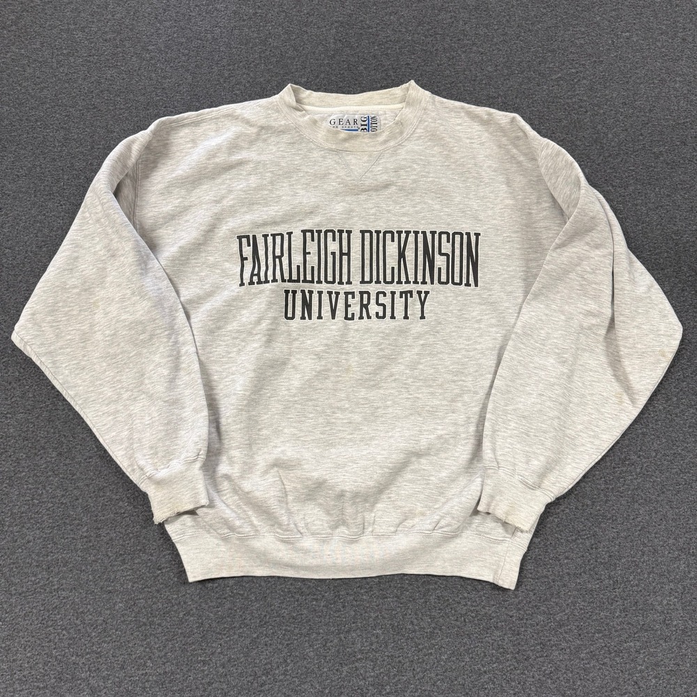 90s Fairleigh Dickinson Sweatshirt Gear For Sports Mens Large Gray Good College
